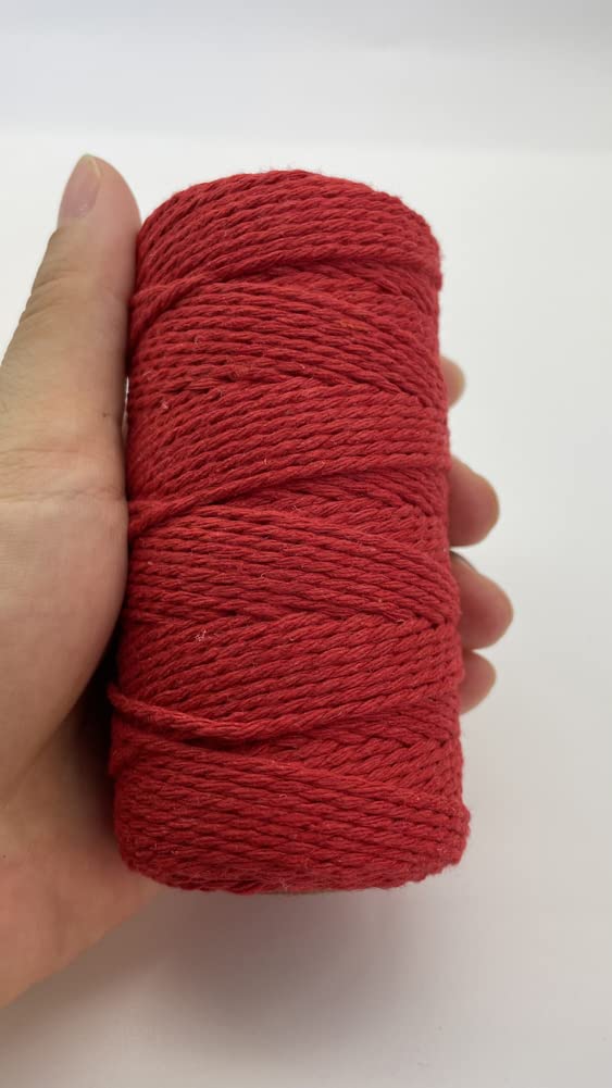 FLIPPED (109 Yards/1.5mm/35 Colors Optional) Macrame Cord Craft Macramé Cotton Baker Twine Craft Making Knitting Cord Rope DIY Wedding Decor Supply Christmas Wrapping String Rope (Red&1.5mm) - Image 3