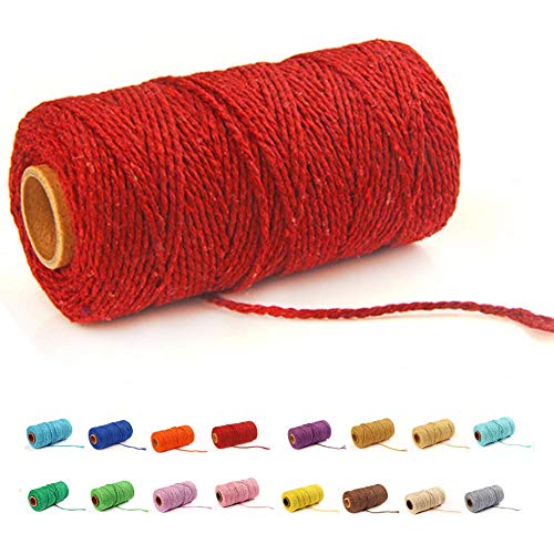 FLIPPED (109 Yards/1.5mm/35 Colors Optional) Macrame Cord Craft Macramé Cotton Baker Twine Craft Making Knitting Cord Rope DIY Wedding Decor Supply Christmas Wrapping String Rope (Red&1.5mm) - Image 1