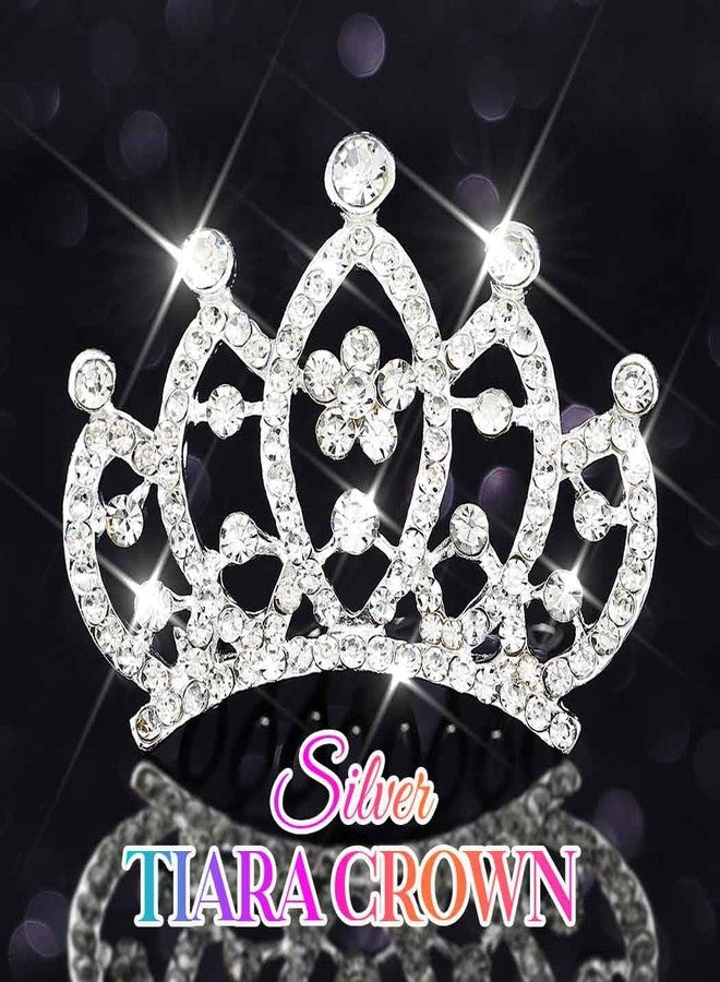 يان مشط شعر صغير مرصع بأحجار الراين الفضية من يان، تيجان صغيرة للبنات - Image 2