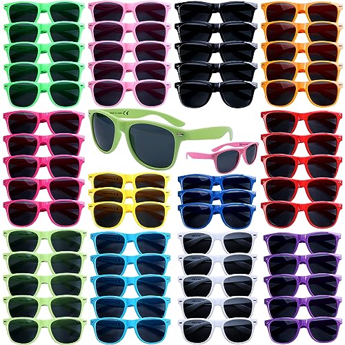 FANELEQU 60 Pack 12 Colors Neon Sunglasses Party Favors,80's Style Colorful Novelty Sunglasses Party Sets,Perfect for Birthday,Beach Pool,Summer Party,Goody Bag Fillers,for Boys Girls Teens adults - Image 1