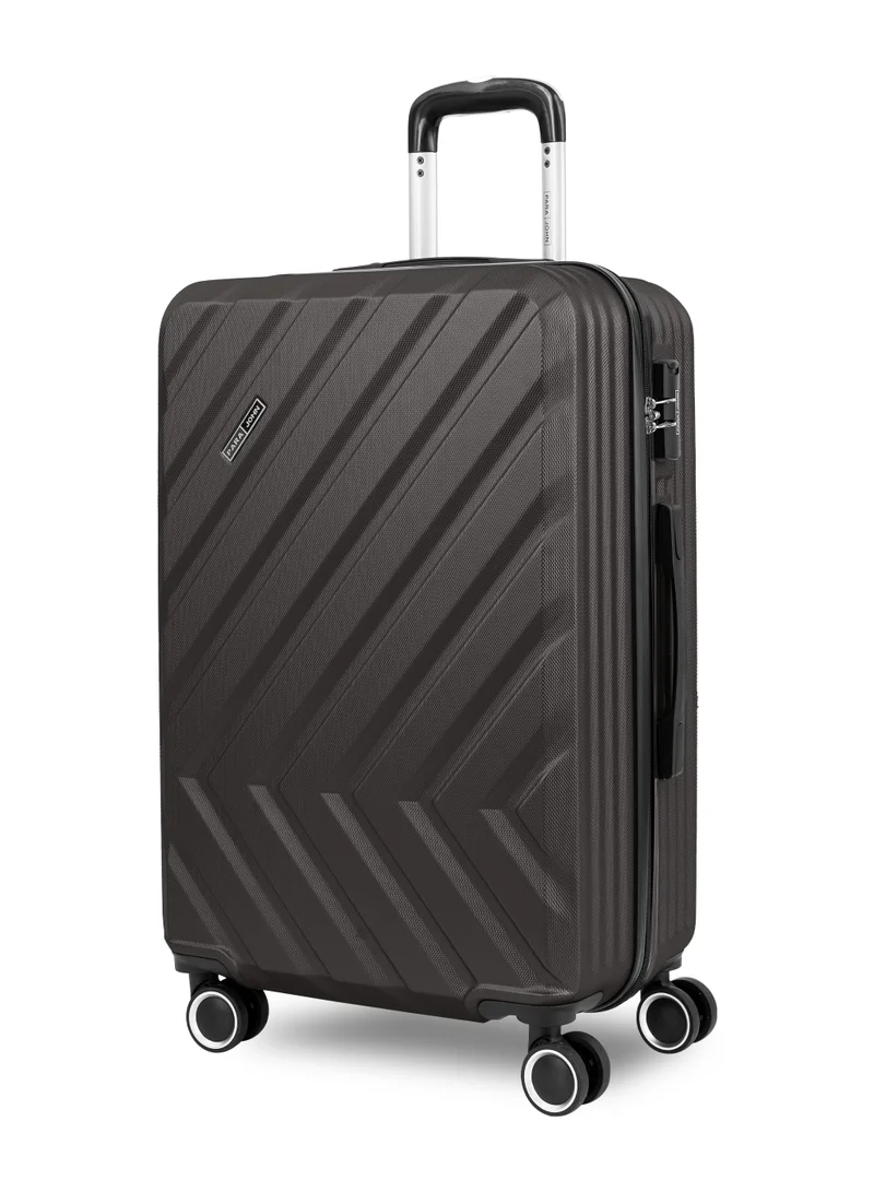 PARAJOHN Chevron 3-Piece Lightweight ABS Hard Shell Luggage Set – 20" Cabin (10kg), 24" Medium (20kg) & 28" Large (30kg) Trolley Bags with 4 Spinner Wheels & Lock, Dark Grey