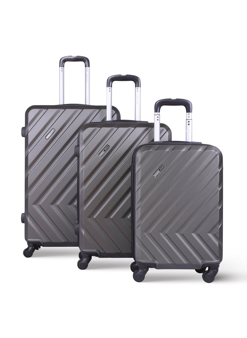 PARAJOHN - Chevron Set of 3 ABS Hard Case Luggage Trolley Bag with 4 Spinner Wheels & Lock – Dark Grey (Small, Medium & Large) - Image 1