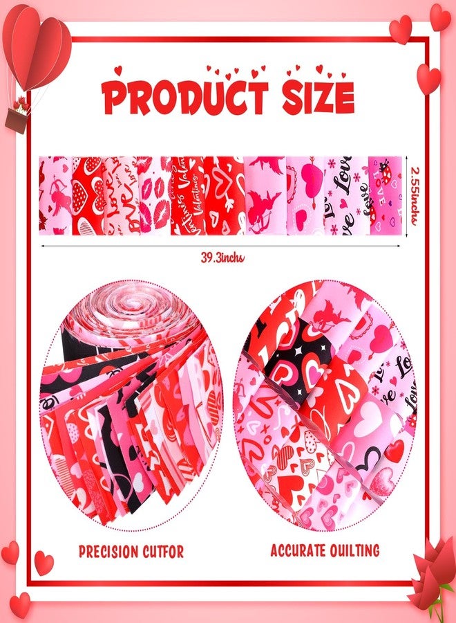 تيجيمي لفافة قماش تيغيمي مكونة من 60 قطعة من قماش الترقيع القطني الأحمر والوردي على شكل قلوب رومانسية، مقاس 2.6 بوصة، مقطوعة مسبقًا، مثالية لأعمال الخياطة والحرف اليدوية في عيد الحب وحفلات الزفاف (أنيقة). - Image 2