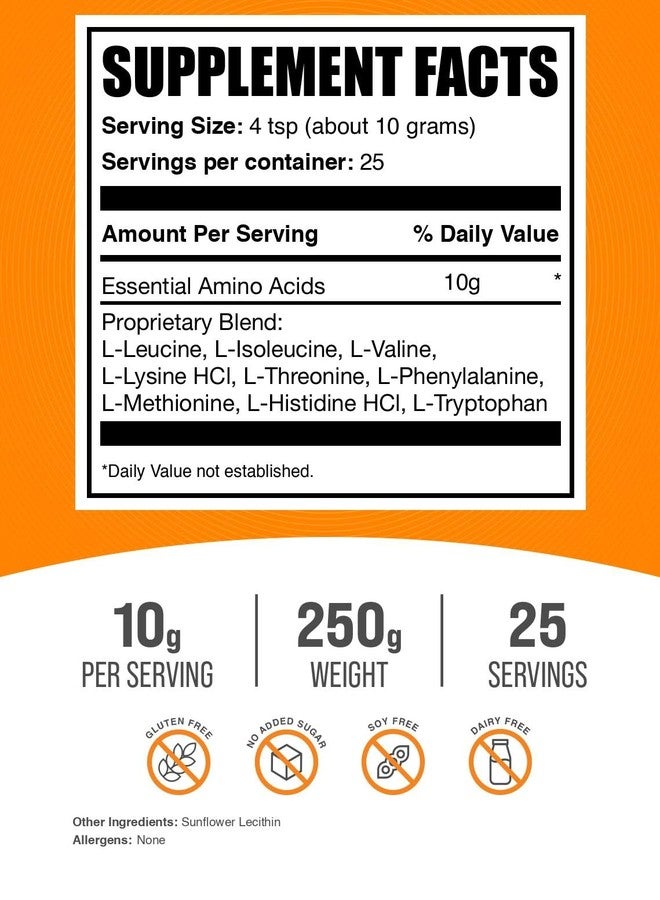 BulkSupplements.com Essential Amino Acids Powder - Essential Amino Acids Supplement, EAA Powder - Unflavored & Gluten Free, 10g per Serving, 250g (8.8 oz) (Pack of 1) - Image 2