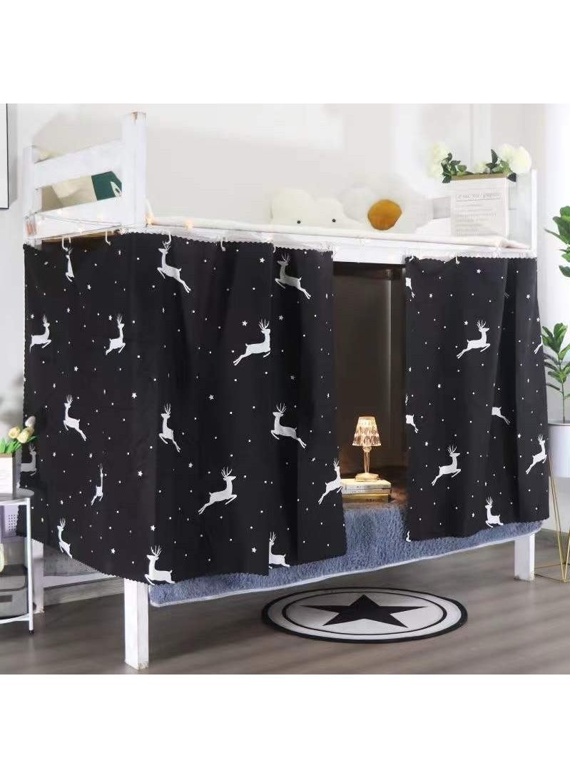 FASHION HOME ستارة سرير بطابقين 2 قطعة قماش مظلل أسود للطلاب الجامعيين في المنزل - Image 3