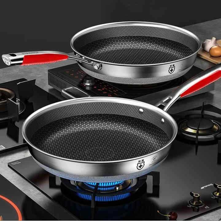 GNEY Pans 316 Stainless Steel Frying Pan Non-Stick Home Double Sided Honeycomb Pancake Omelet Pan Multi-Functional Steak Wok Pan, Gift Cookware/Dishwasher Safe/Gas Stoves.  - Image 5