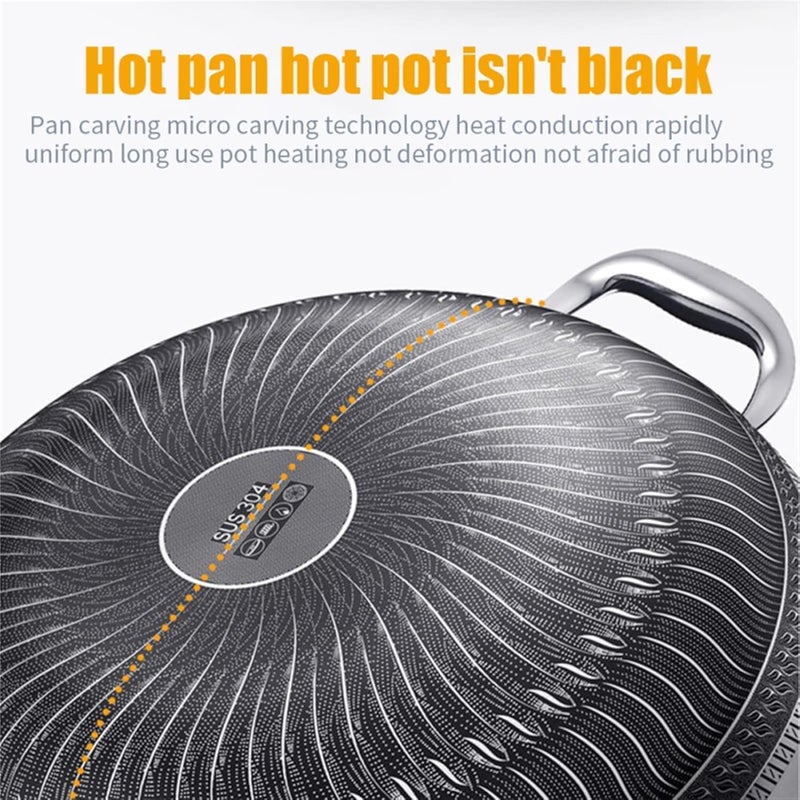 GNEY Pans 316 Stainless Steel Frying Pan Non-Stick Home Double Sided Honeycomb Pancake Omelet Pan Multi-Functional Steak Wok Pan, Gift Cookware/Dishwasher Safe/Gas Stoves.  - Image 3