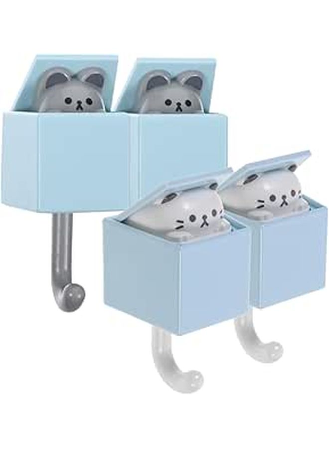4 Pcs Cute Adhesive Cat Hooks For Keys Items No Drill Wall Hanging - Image 1