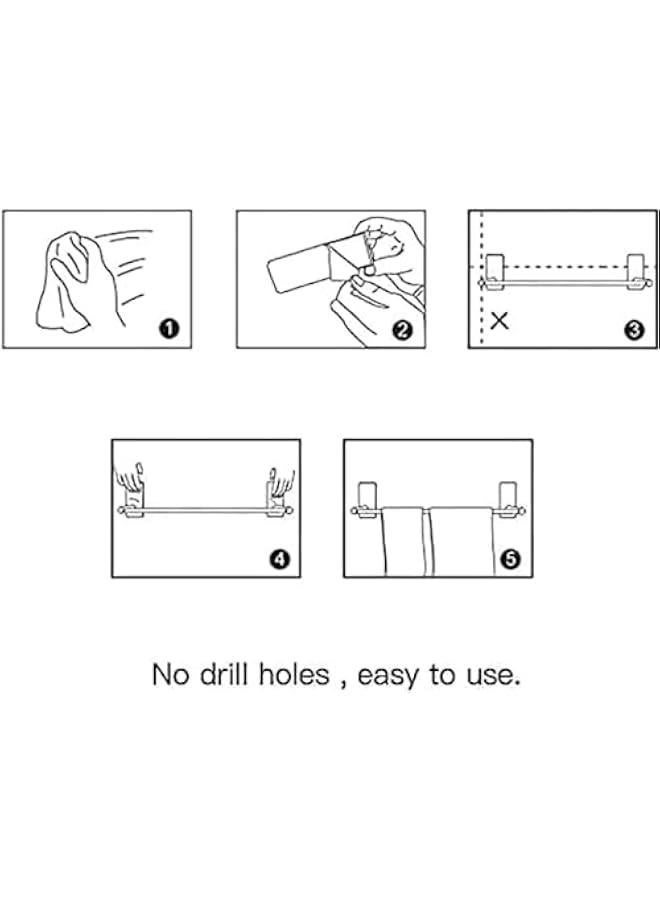 هوكور حامل مناشف من بورتالوف، قضيب منشفة من الستانلس ستيل 304 | مقاوم للصدأ والماء | ذاتي اللصق | محمل قوي | قوي | حامل ادوات تنظيف منشفة الحمام، 40 سم - Image 3