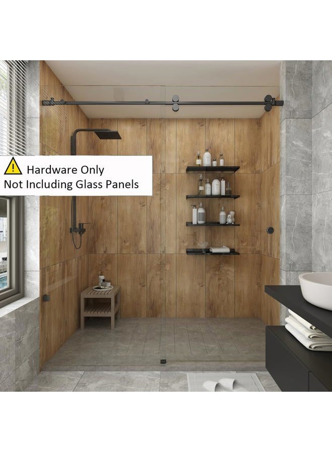 DIYHD 5FT Frameless Sliding Glass Shower Door Hardware, Stainless Steel Twin Roller Inline Shower Roller Sliding Track Kit,Brushed Surface, No Glass - Image 2