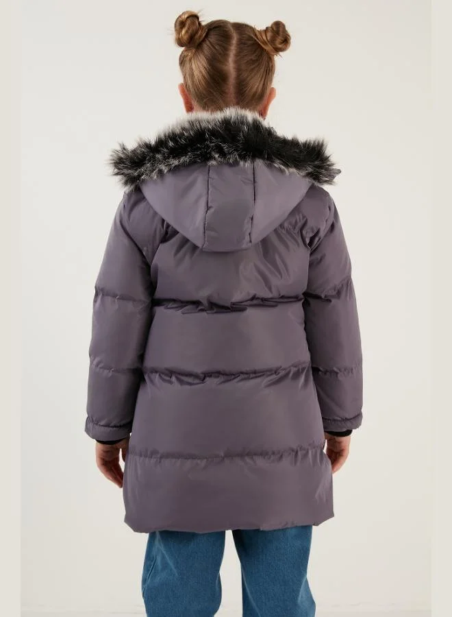 Lela  Lela Plush Lined Faux Fur Collar Detachable Hooded Winter Coat for Girls 5760072 for Women | Best Price UAE