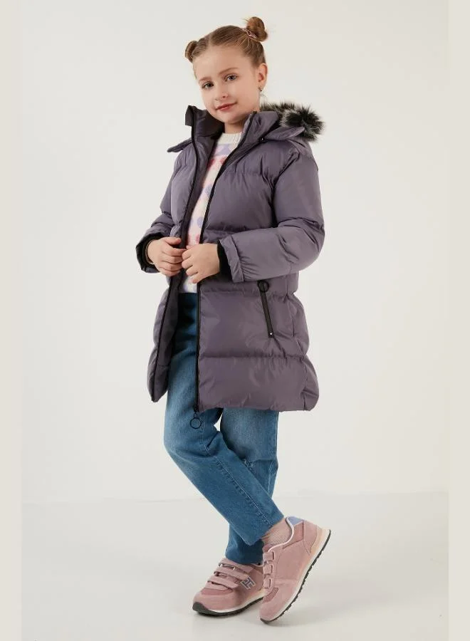Lela  Lela Plush Lined Faux Fur Collar Detachable Hooded Winter Coat for Girls 5760072 for Women | Best Price UAE