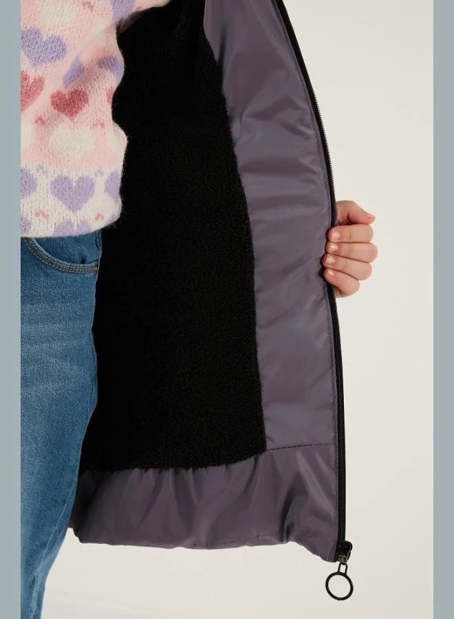Lela  Lela Plush Lined Faux Fur Collar Detachable Hooded Winter Coat for Girls 5760072 for Women | Best Price UAE