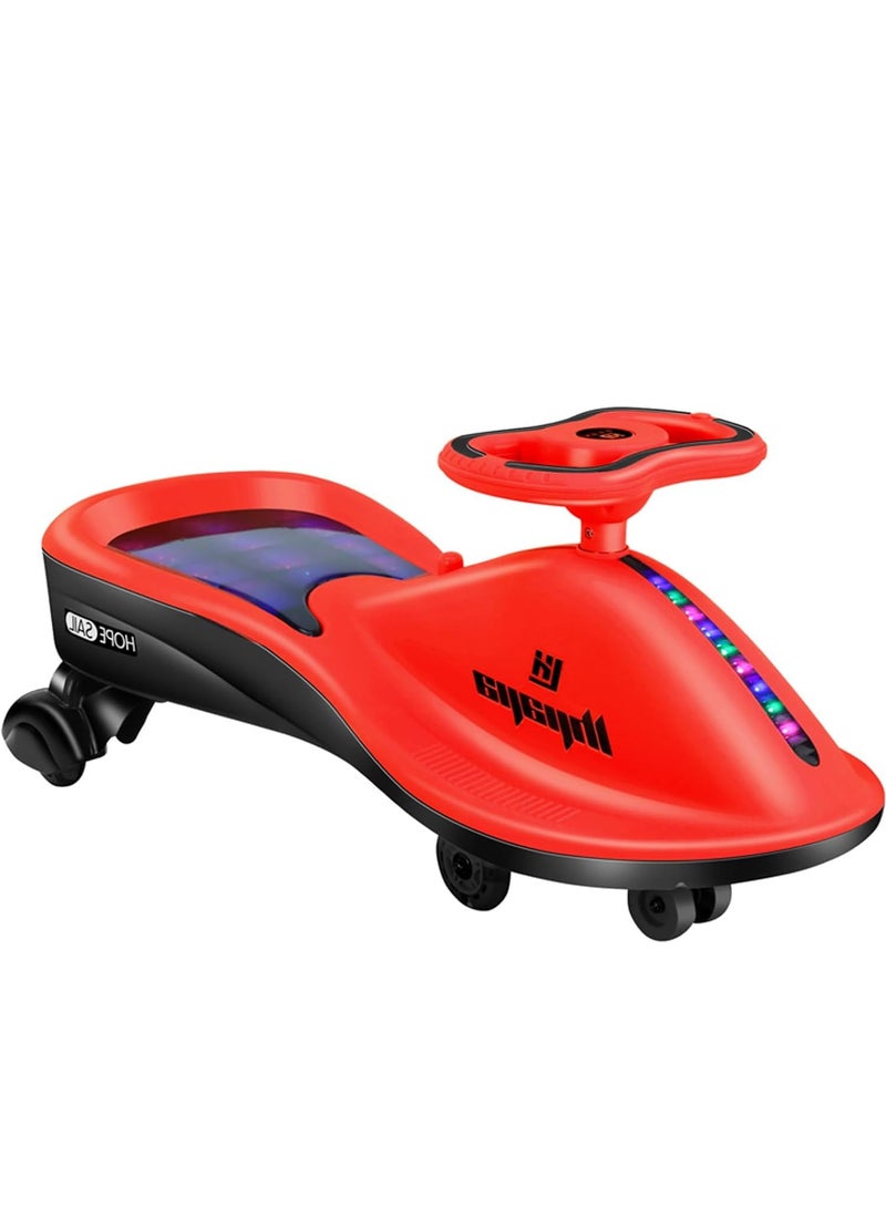 بيوينتي سيارة متأرجحة مجانية للأطفال، سيارة هزازة بإضاءة LED مع موسيقى للعب في الأماكن المغلقة والخارجية هدية للأطفال من سن 1 إلى 3 إلى 6 سنوات (أحمر) - Image 1