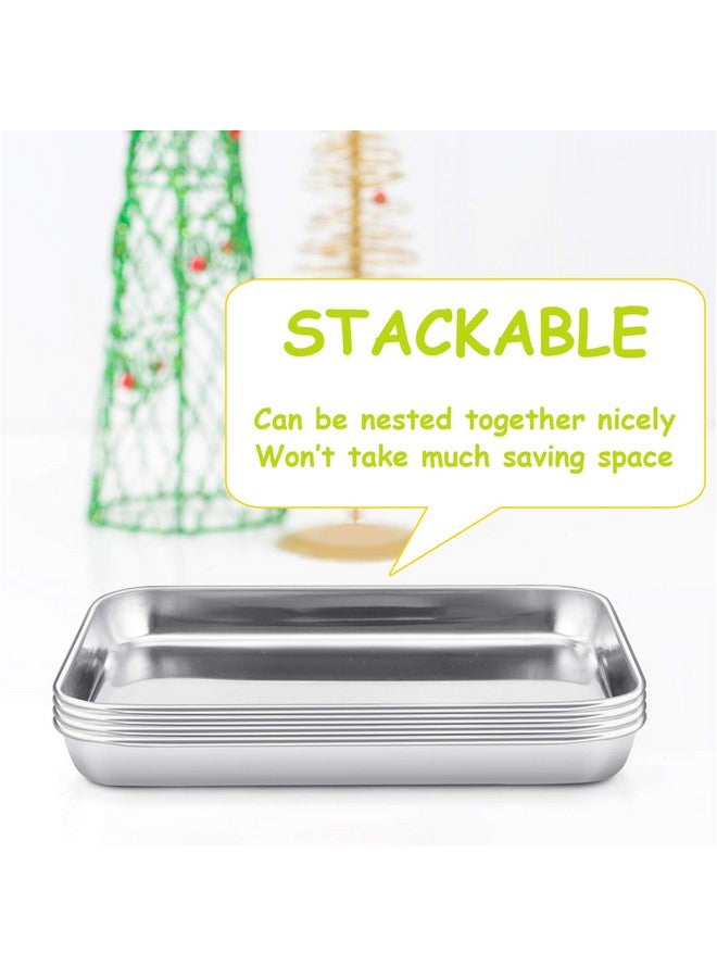 E-far E-far Stainless Steel Kids Plates, 4 Pieces Mini Metal Dinner Dish Set for Kids Toddler Child, 7.3” x 5.3” x 0.75”, Non-Toxic & Dishwasher Safe, Great for Self-Feeding/Picnic/Outdoor Camping - Image 5