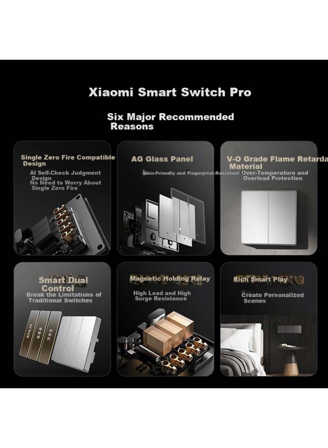 M I Xiaomi Smart Switch Pro White Mesh 2.0 Version Compatible With Single And Neutral Wires, Mijia App Remote Control - Image 1