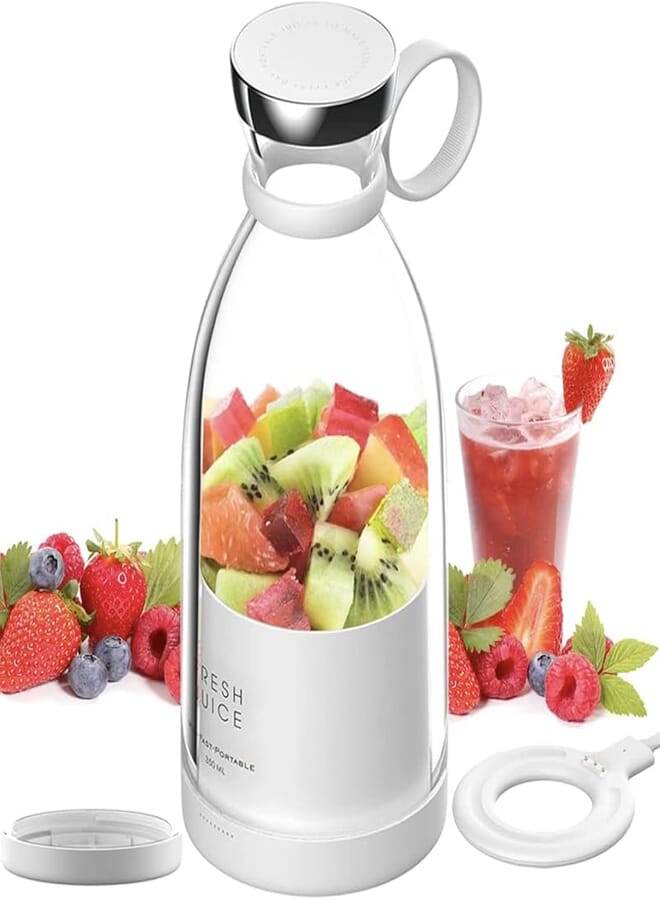 Personal Size Blender, Portable Blender, Battery Powered USB Blender (White)