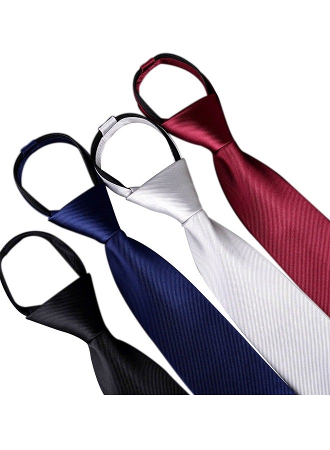 GUSGU 4PCS  Zipper Ties Set for Men Adjustable Men's Pretied Neckties Zip on Tie for Men Solid Color ﻿ - Image 3