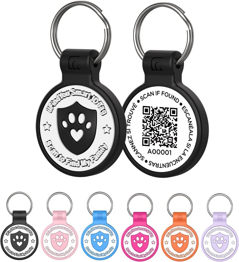 ILFINDYOU Silicone Cat Tags Personalized Small for Pet Collars, QR Code Cat Name Tags, Scan Location Alerts, Black S - Image 1