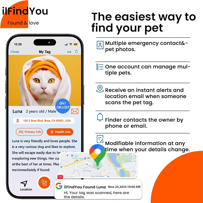 ILFINDYOU Silicone Cat Tags Personalized Small for Pet Collars, QR Code Cat Name Tags, Scan Location Alerts, Black S - Image 5