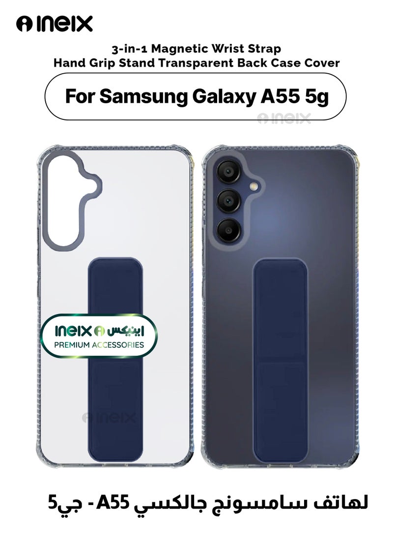 إينيكس جراب حماية شفاف 3 في 1 مغناطيسي ذو مسند للهاتف سامسونج جالكسي ايه55-أزرق بحري - Image 2