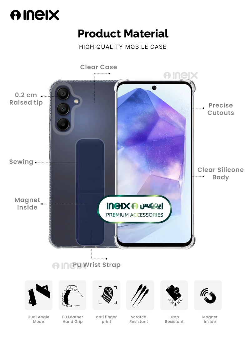 إينيكس جراب حماية شفاف 3 في 1 مغناطيسي ذو مسند للهاتف سامسونج جالكسي ايه55-أزرق بحري - Image 3