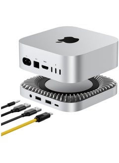 Raycue 40Gbps Aluminum Hub & Stand for New M4/M4 Pro Mac Mini (2024) with 40Gbps NVMe/M.2 SSD Enclosure, 2X USB-A, USB-C Host, 3.5mm Audio – Compatible with All New Mac Mini M4/M4 Pro  - Image 1