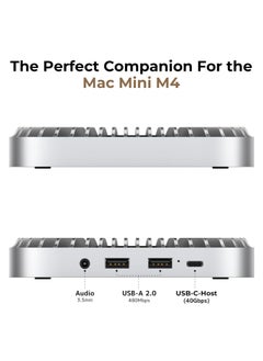 Raycue 40Gbps Aluminum Hub & Stand for New M4/M4 Pro Mac Mini (2024) with 40Gbps NVMe/M.2 SSD Enclosure, 2X USB-A, USB-C Host, 3.5mm Audio – Compatible with All New Mac Mini M4/M4 Pro  - Image 2