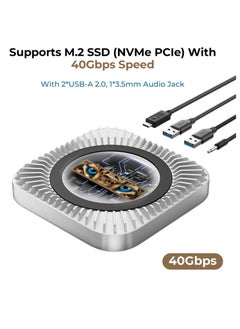 Raycue 40Gbps Aluminum Hub & Stand for New M4/M4 Pro Mac Mini (2024) with 40Gbps NVMe/M.2 SSD Enclosure, 2X USB-A, USB-C Host, 3.5mm Audio – Compatible with All New Mac Mini M4/M4 Pro  - Image 4