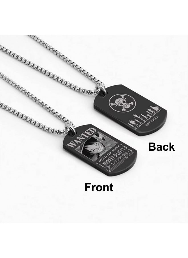 BayJew Anime One Piece Wanted Poster Pendant Necklace Stainless Steel Chain Manga Necklaces Dog Tag Jewelry for Men Boyfriends Christmas Gifts  - Image 1