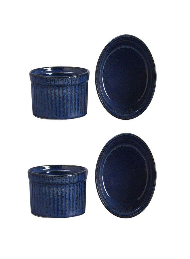 Caffeine Ceramic Handmade Blue Metallic Ramekins Bowl (Set of 6) - Image 2