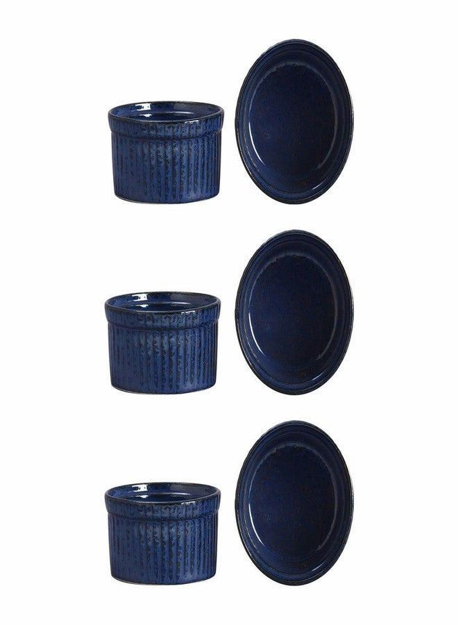 Caffeine Ceramic Handmade Blue Metallic Ramekins Bowl (Set of 6) - Image 1
