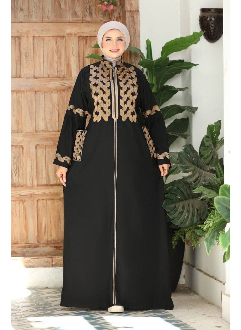 Women's Abaya in Imported Marasi Al-Ahram Fabric – Elegance and Luxury in Every Look. Size 2: Width 80cm – Suitable for up to 110 kg. - Image 2