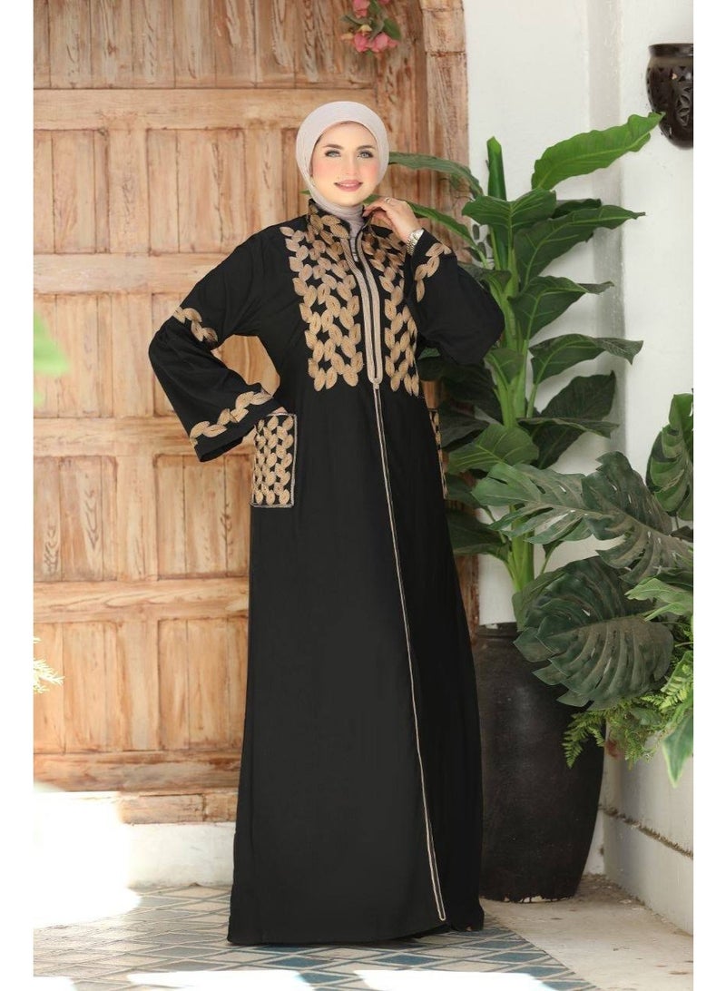Women's Abaya in Imported Marasi Al-Ahram Fabric – Elegance and Luxury in Every Look. Size 2: Width 80cm – Suitable for up to 110 kg. - Image 4