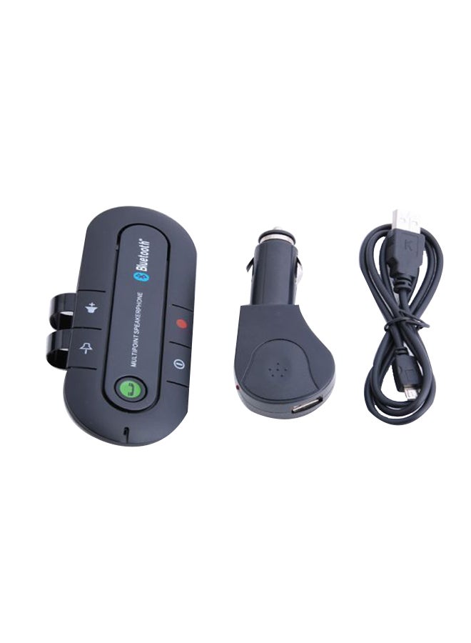شاحن هاتف محمول للسيارة بميكروفون متعدد النقاط وكابل USB أسود