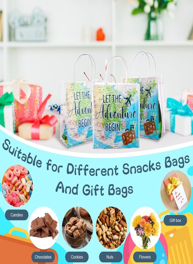 Beupy 30 Pack World Map Favor Bags PVC Clear Gift Bags with Handle for Travel Themed Party Decorations Small Transparent Gift Bag Waterproof Goodie Bag for Birthday Baby Shower Graduation Favors - Image 5