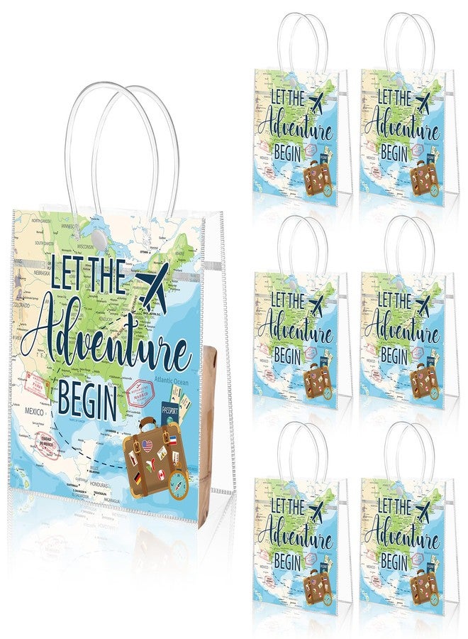 Beupy 30 Pack World Map Favor Bags PVC Clear Gift Bags with Handle for Travel Themed Party Decorations Small Transparent Gift Bag Waterproof Goodie Bag for Birthday Baby Shower Graduation Favors - Image 1