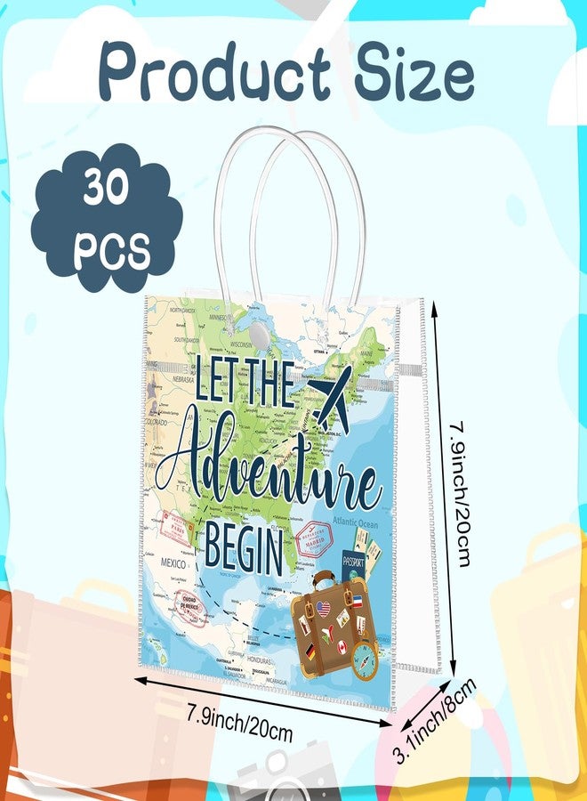 Beupy 30 Pack World Map Favor Bags PVC Clear Gift Bags with Handle for Travel Themed Party Decorations Small Transparent Gift Bag Waterproof Goodie Bag for Birthday Baby Shower Graduation Favors - Image 2