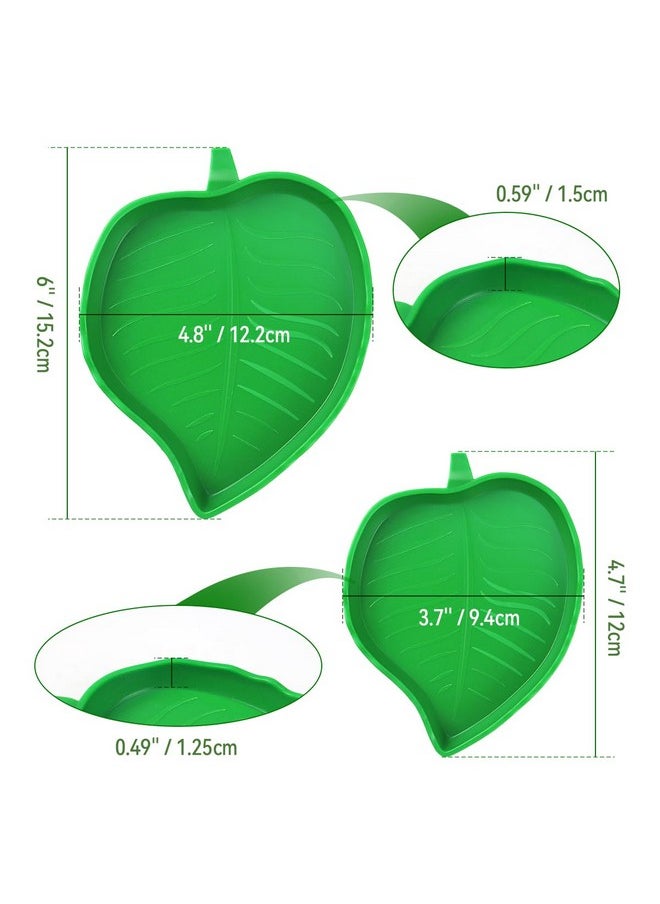 Tenalleys 2 Pcs Leaf Reptile Food Water Bowl Plate Dish for Tortoise, Lizards, Young Bearded Dragons, Small Snakes, 2 Sizes  - Image 3