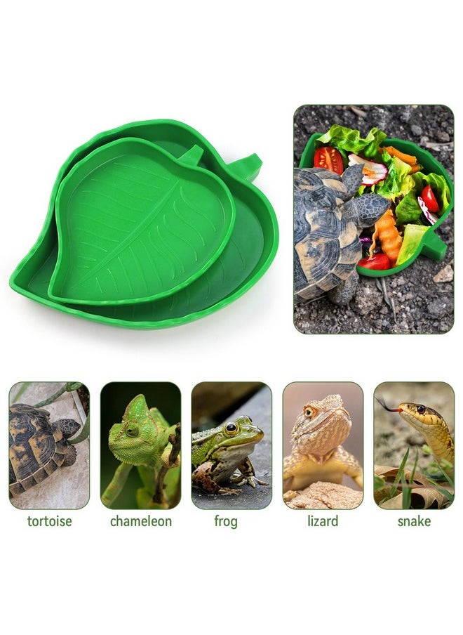 Tenalleys 2 Pcs Leaf Reptile Food Water Bowl Plate Dish for Tortoise, Lizards, Young Bearded Dragons, Small Snakes, 2 Sizes  - Image 4
