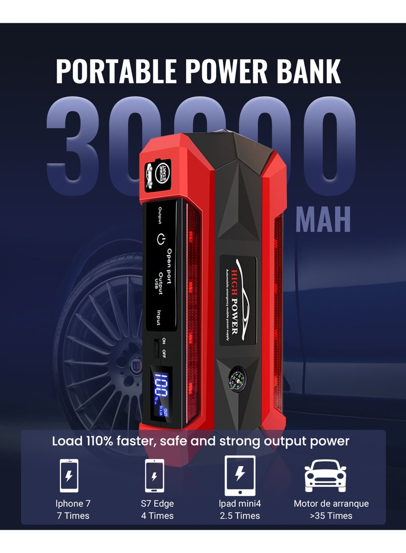 Generic Car Jump Starter 6000A, Jump Starter Battery Pack for Up to 6.0L Gas and 4.0L Diesel Engines, 12V Portable Jump Box with USB Ports, LED Display, Storage Case, and 4 Modes Flashlight  - Image 2