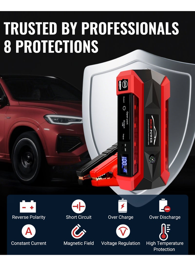 Generic Car Jump Starter 6000A, Jump Starter Battery Pack for Up to 6.0L Gas and 4.0L Diesel Engines, 12V Portable Jump Box with USB Ports, LED Display, Storage Case, and 4 Modes Flashlight  - Image 5