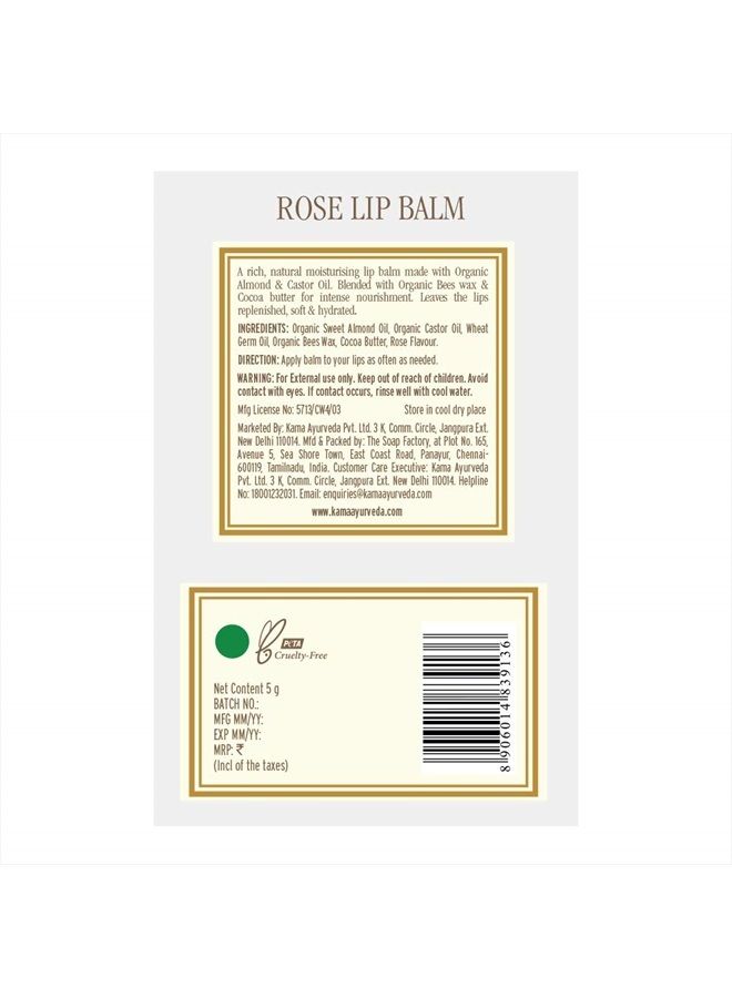 Kama Ayurveda Rose Lip Balm, 5g - Image 4