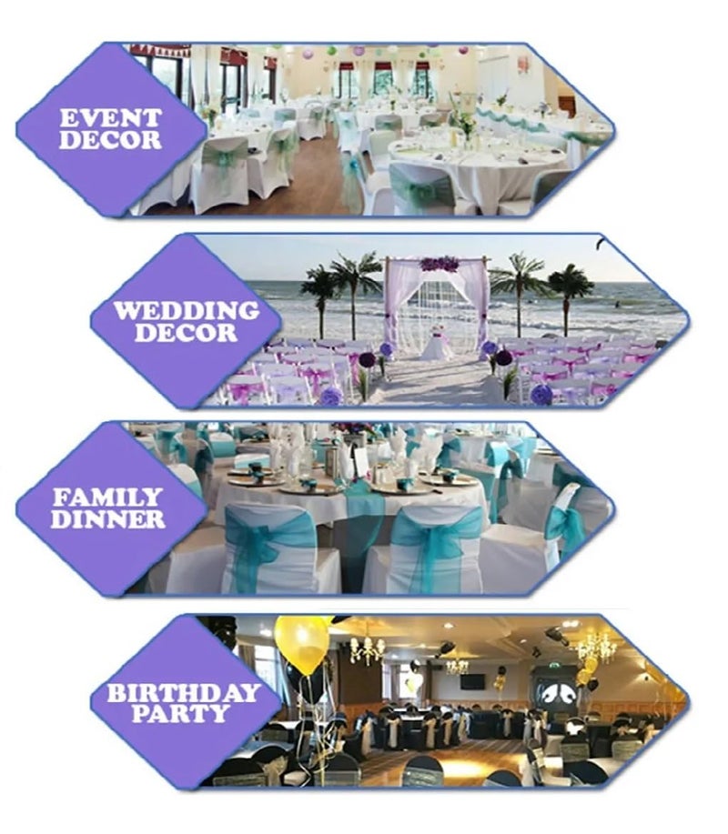 SARVAM FASHION SARVAM FASHION Elegant Organza Chair Sashes Sheer Fabric Sashes for Weddings  Parties  and Special Events - (Pack of 10 Pieces  Purple) - Image 5