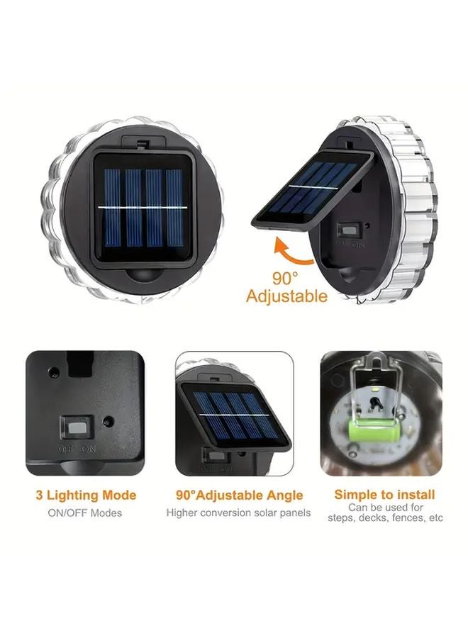 4 قطع ضوء جدار LED بالطاقة الشمسية ضوء دافئ لحديقة الفناء ممر الديكور الخارجي - Image 3