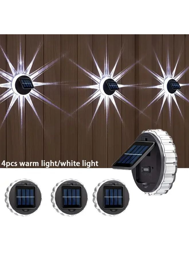 4 قطع ضوء جدار LED بالطاقة الشمسية ضوء دافئ لحديقة الفناء ممر الديكور الخارجي - Image 2