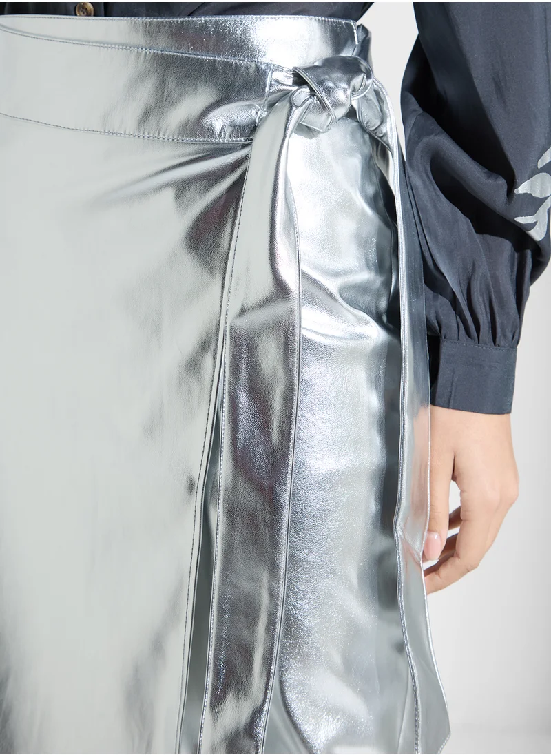 Never fully Dressed Tie Detail High Waist Skirt