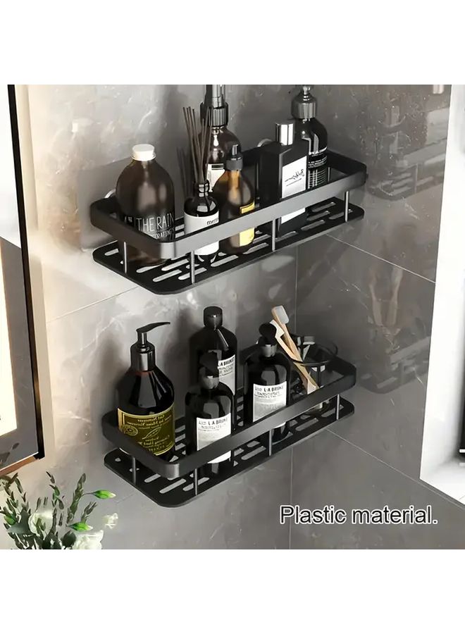 حامل دش كبير الحجم أسود مثبت على الحائط بدون حفر رف عائم - Image 4