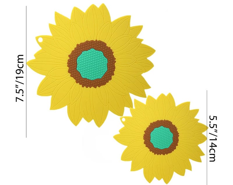 BENCI AntiHot Silicone Trivet Mat 75 55 Inch Daisy Flower Shape Heat Resistant Anti Slip Place Mat for Hot Pots Pans Holder Kitchen Insulation Coaster Hot Pad for Dishes Yellow Set of 4 - Image 2