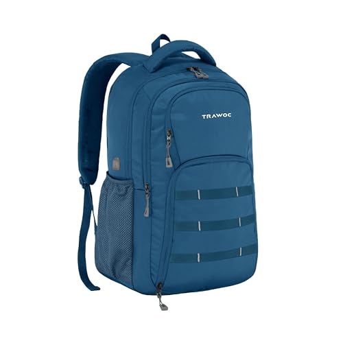 TRAWOC 35L Laptop Backpack TPB05 | Office & Travel Bag with 16-Inch Padded Laptop Compartment, USB Charging Port - 3-Year Warranty, Englishblue - Image 1